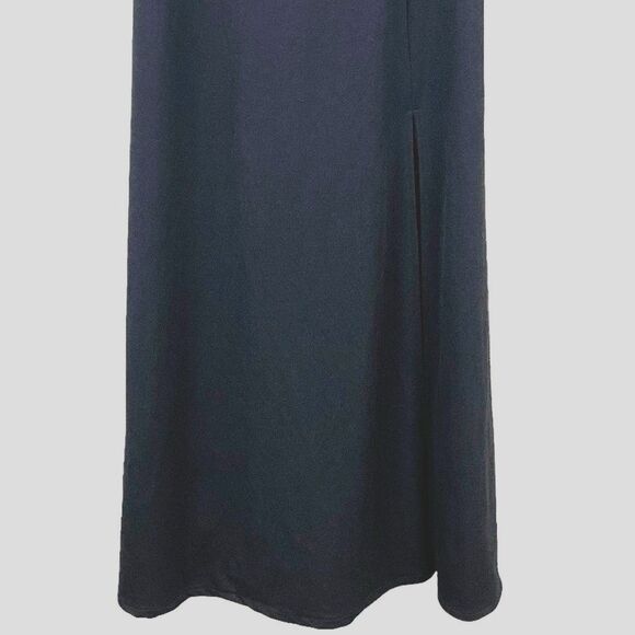 Birdy Grey Ash Maxi Dress Sz L Black Cowl Neck Crepe Bridesmaid Formal Goth - Picture 8 of 11